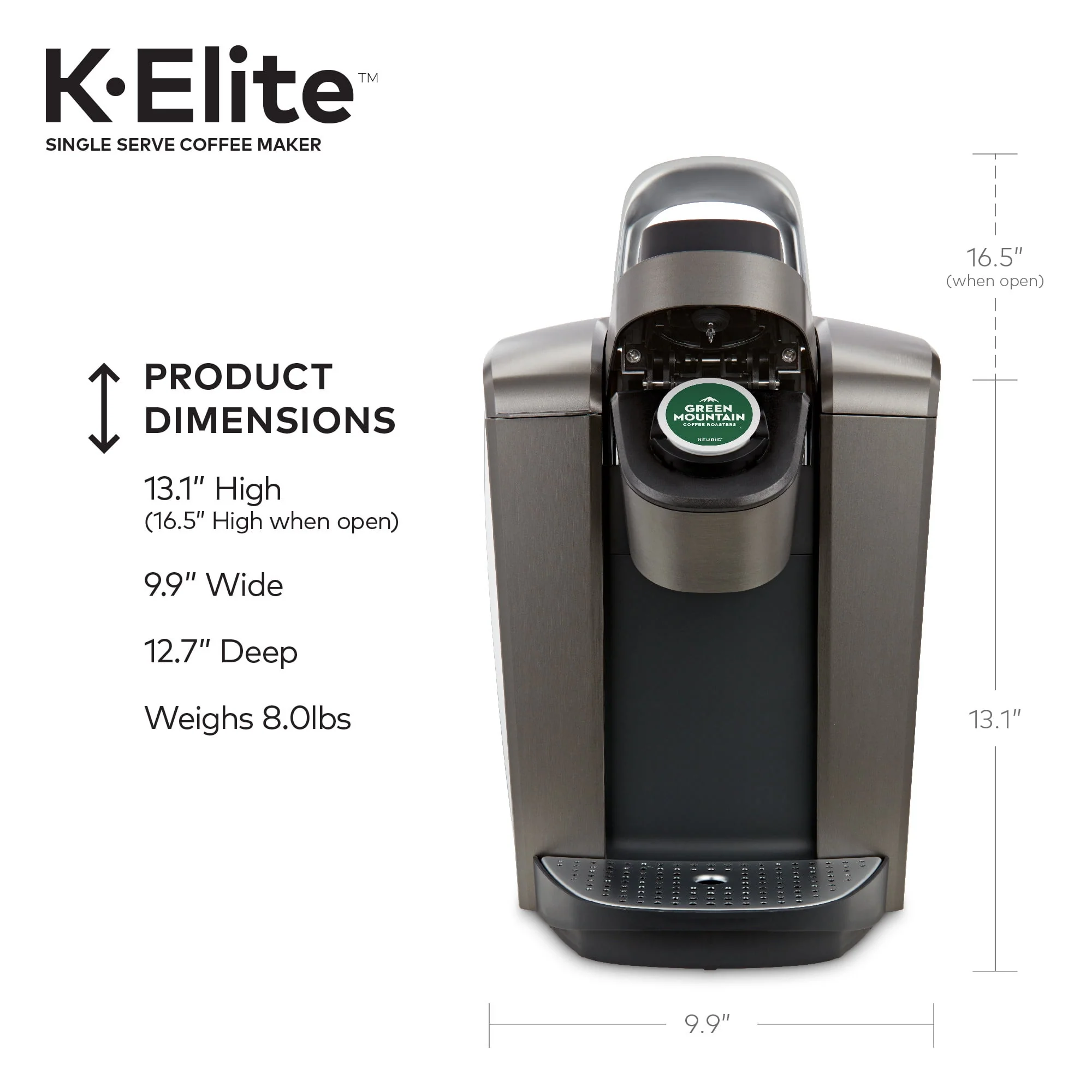 Keurig K-Elite Single-Serve K-Cup Pod Coffee Maker, Brushed Slate
