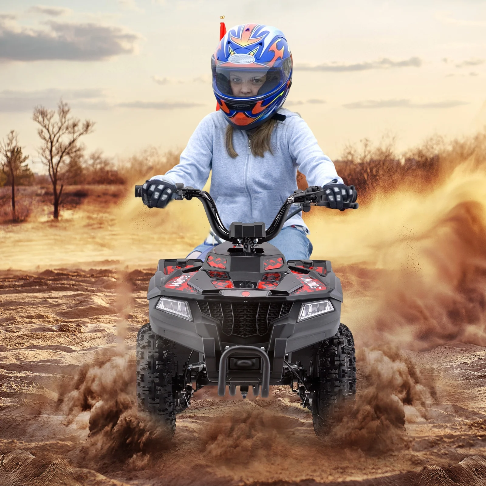 HOVER HEART Electric Dirt Quad, 36V 500W 4-Wheeler, Dual Suspensions, Age 13+